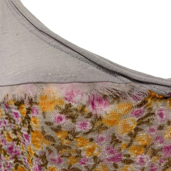 Free People Floral Lace Sheer High Low Button Back Top Large - Picture 3 of 7